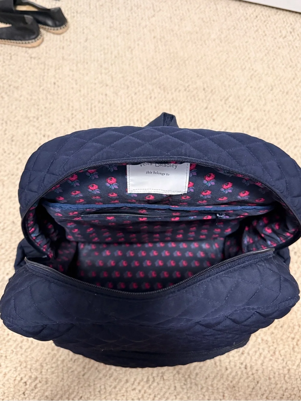 Vera Bradley Essentials Backpack Navy Quilted Travel Work School Bag